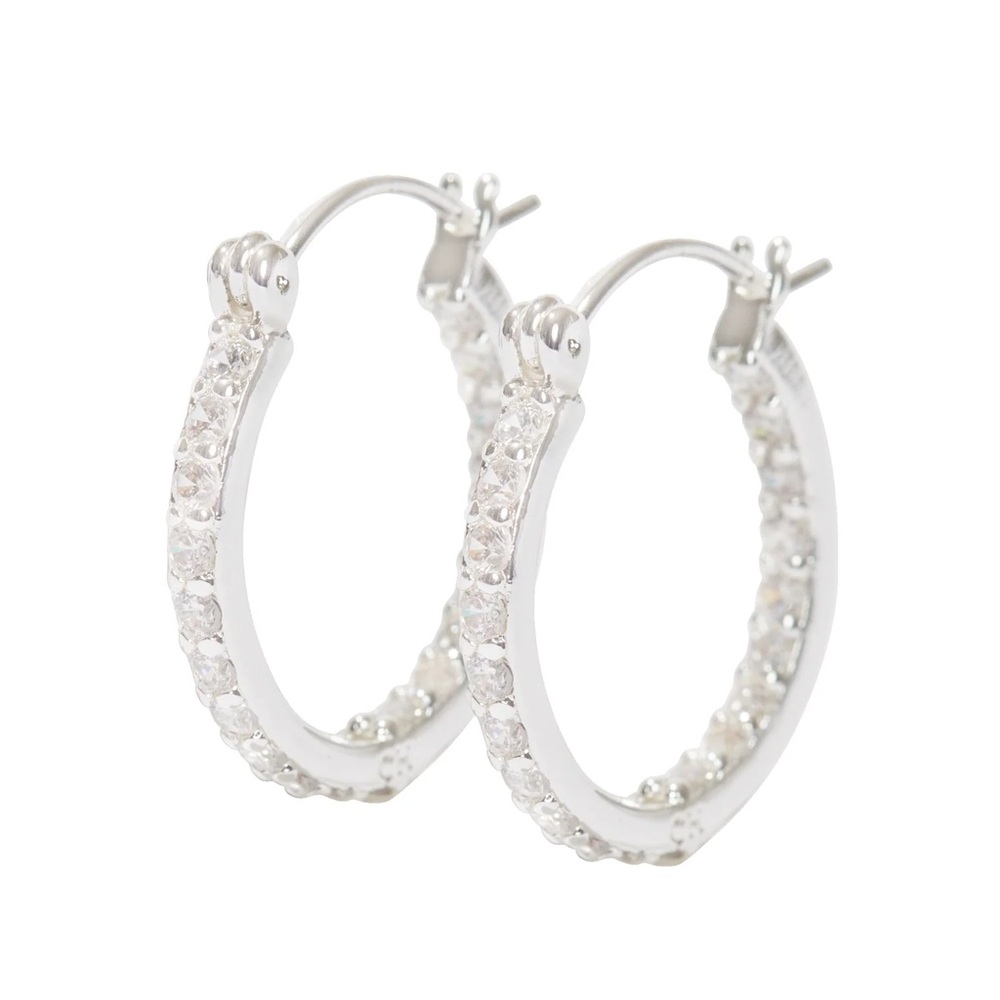 New Crystal Haze Mini Serena Hoops CZ Silver Plated With Dust Bag